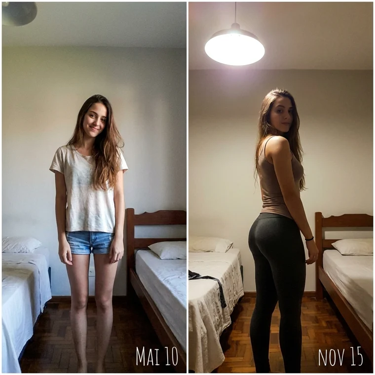 Antes e depois de Evelyin de Paula Barbosa: +8Kg